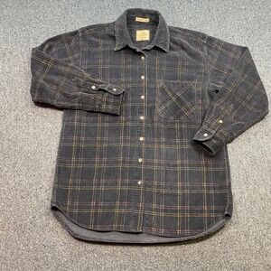 AMI Corduroy Plaid Shirt Sz L Mens Gray Grunge Skater Long Sleeve Button Down